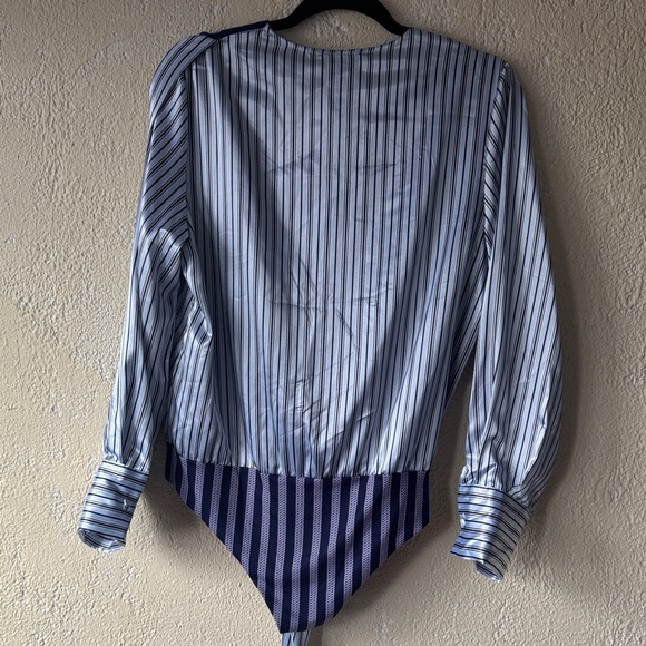 HAODOUYI Blue and Purple Striped V-Neck Bodysuit - Picture 7 of 7